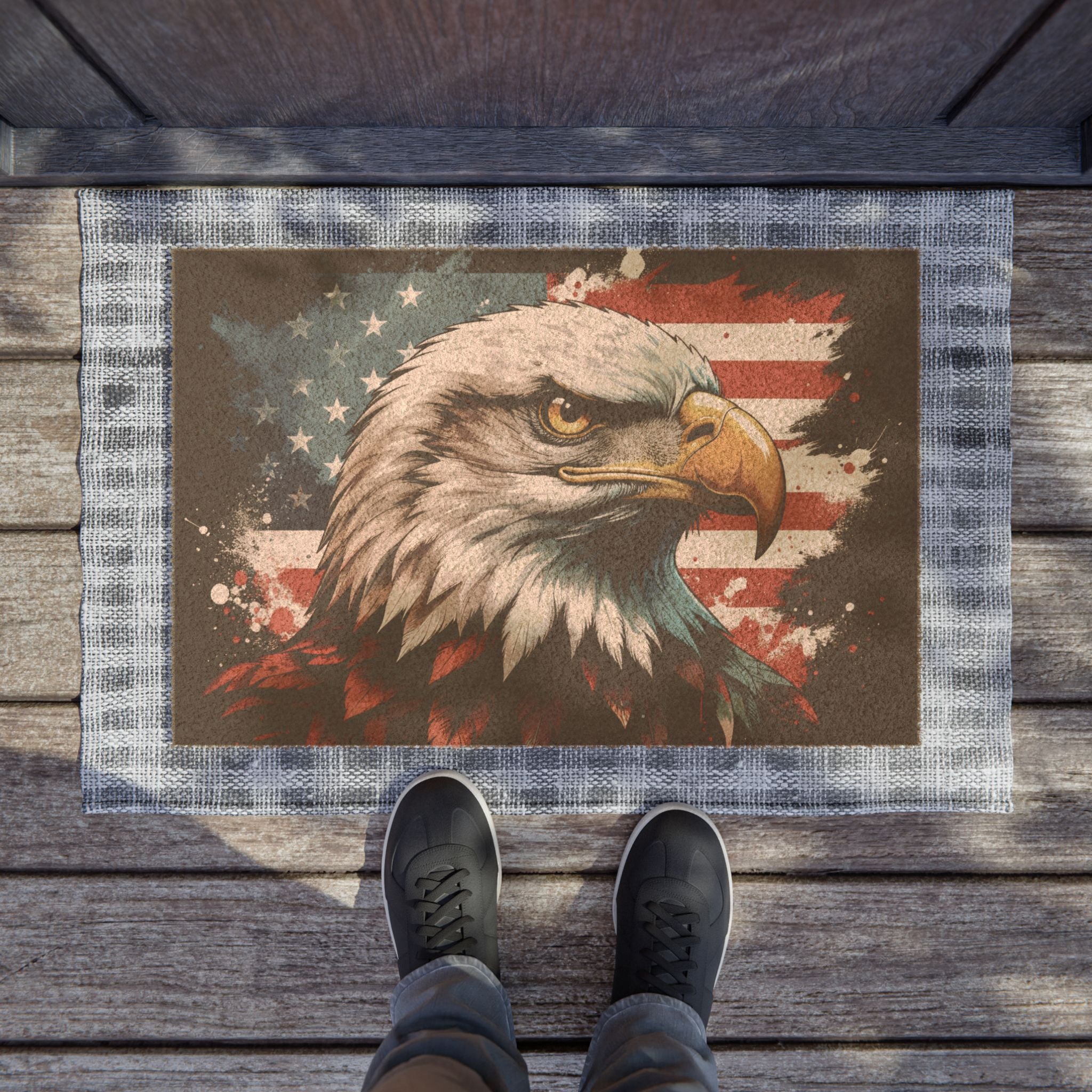 Patriotic Eagle Doormat - American Flag Welcome Mat